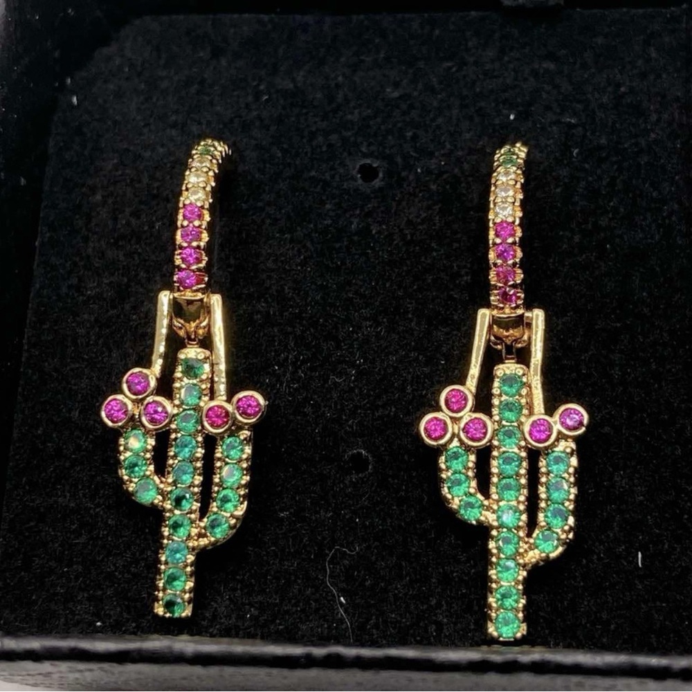 Parrot Rhinestone Tassel Earrings - Picture 7 of 7